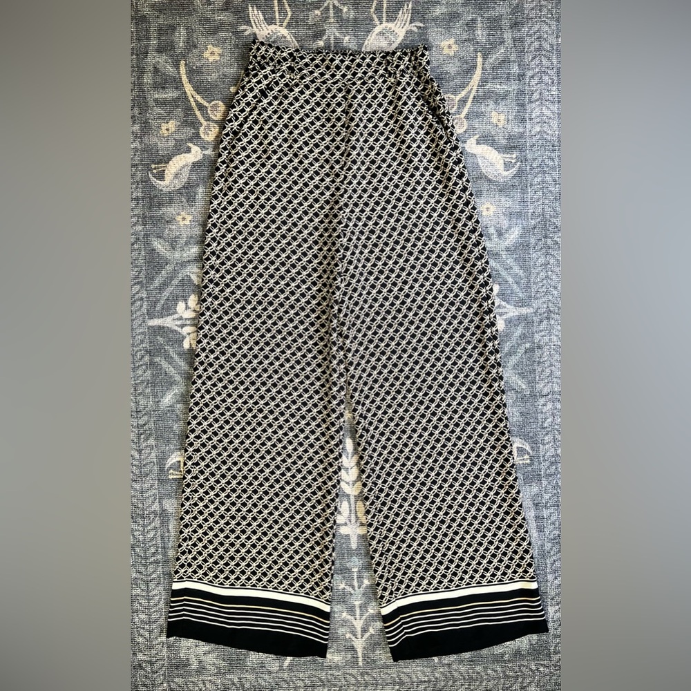 H&M high waist long black patterned Palazzo pants